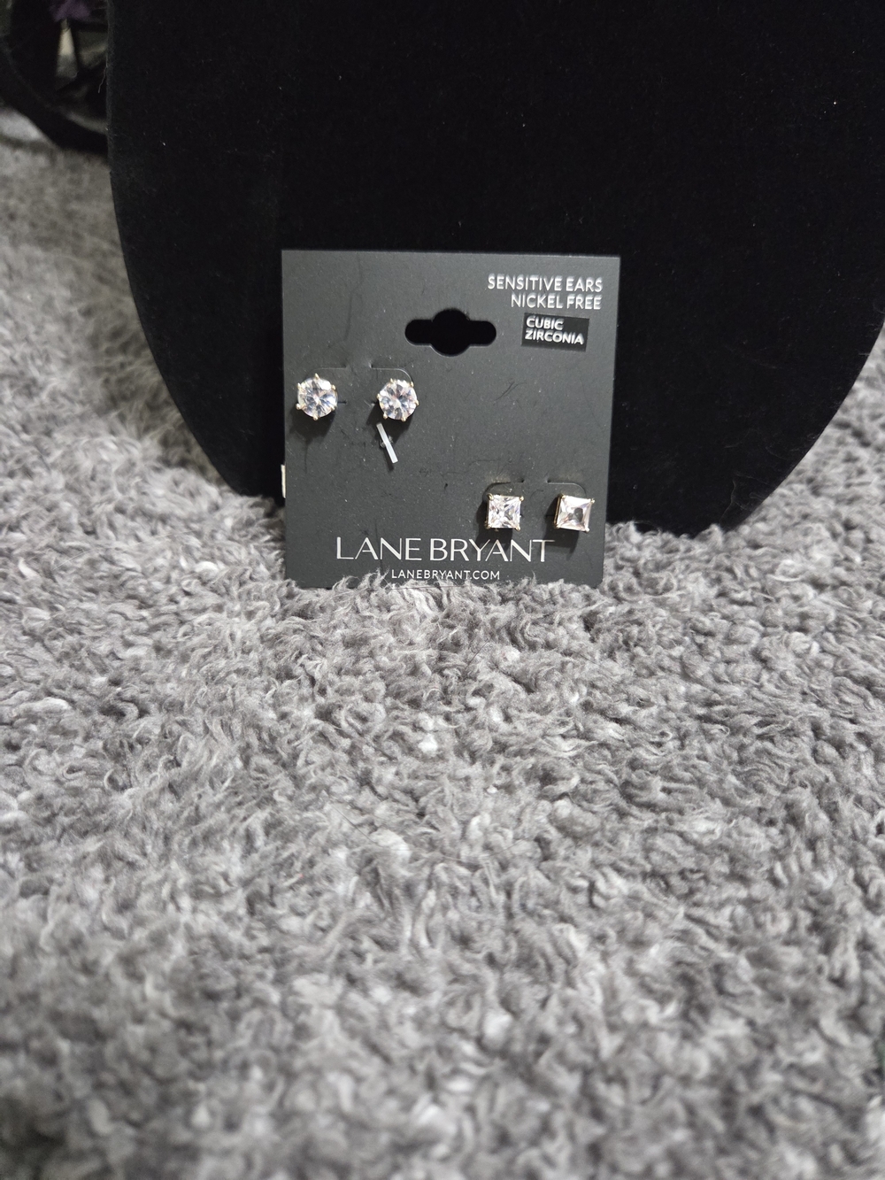 Lane Bryant Silver-Tone Cubic Zirconia Stud Duo- Clear Sparkle
